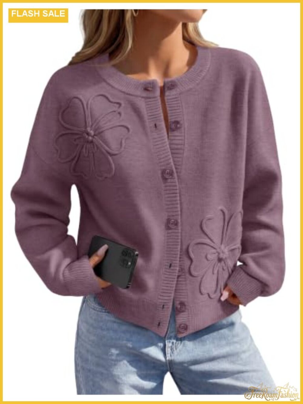 Women's Floral Button Up Lightweight Cardigan Sweater Trendy